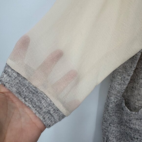 Silence + Noise Urban Outfitters Gray Cream Sheer open Cardigan Sweater woman’s - Picture 4 of 10